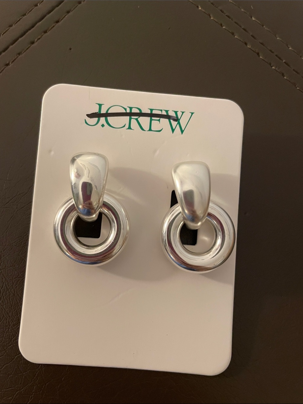 $40 msrp NWT J.Crew small Silver small door knocker Earrings